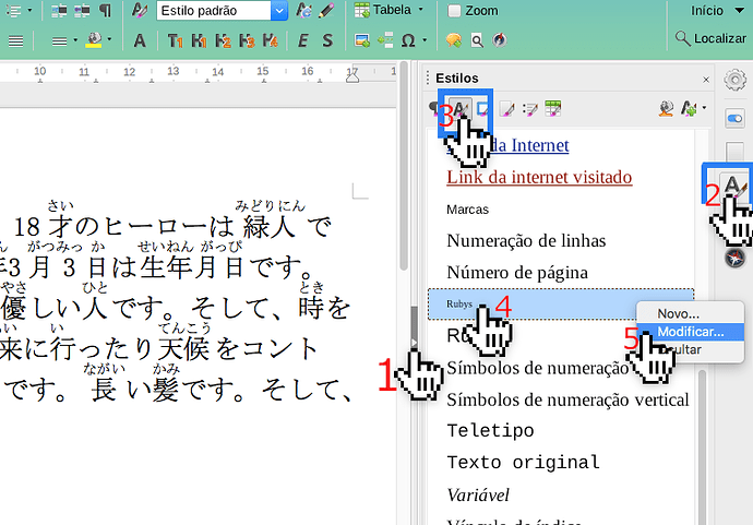 Modificando Estilo de caractere "Rubys"